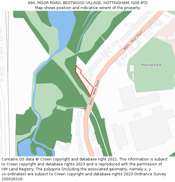 690, MOOR ROAD, BESTWOOD VILLAGE, NOTTINGHAM, NG6 8TD: Location map and indicative extent of plot