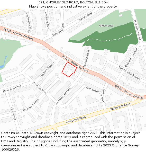 691, CHORLEY OLD ROAD, BOLTON, BL1 5QH: Location map and indicative extent of plot