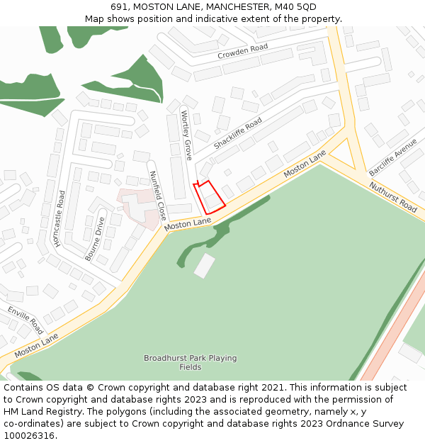 691, MOSTON LANE, MANCHESTER, M40 5QD: Location map and indicative extent of plot