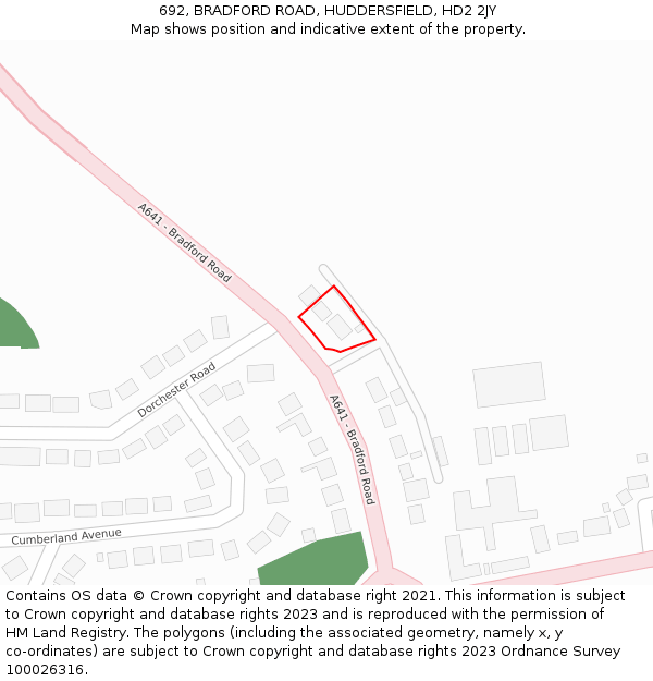 692, BRADFORD ROAD, HUDDERSFIELD, HD2 2JY: Location map and indicative extent of plot