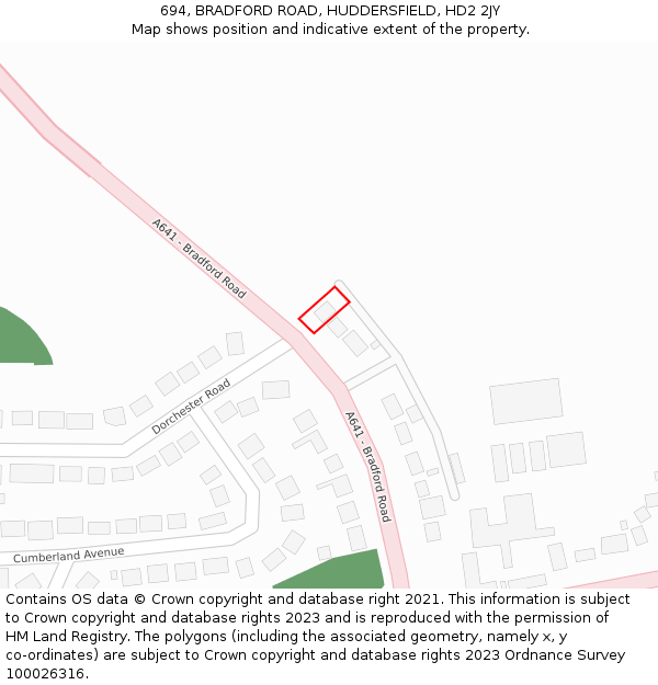 694, BRADFORD ROAD, HUDDERSFIELD, HD2 2JY: Location map and indicative extent of plot