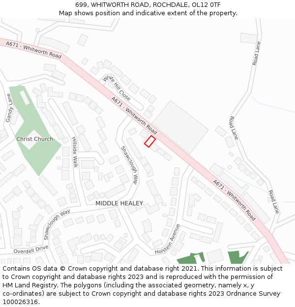 699, WHITWORTH ROAD, ROCHDALE, OL12 0TF: Location map and indicative extent of plot
