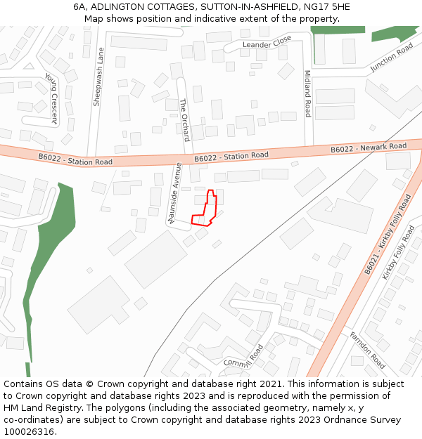 6A, ADLINGTON COTTAGES, SUTTON-IN-ASHFIELD, NG17 5HE: Location map and indicative extent of plot