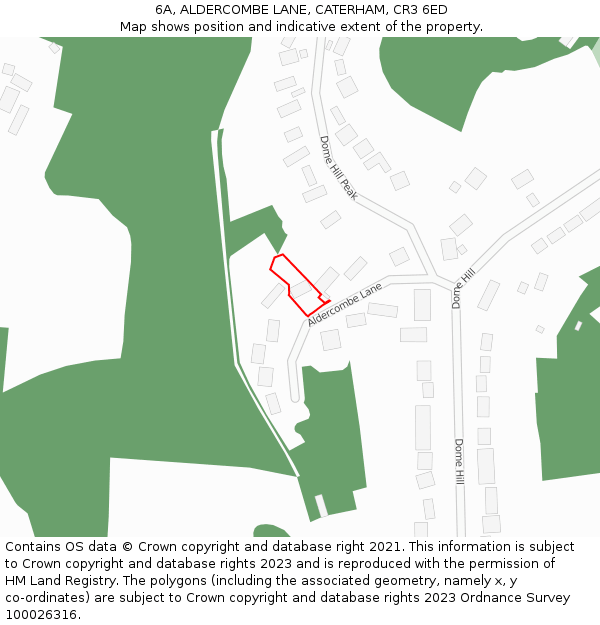 6A, ALDERCOMBE LANE, CATERHAM, CR3 6ED: Location map and indicative extent of plot