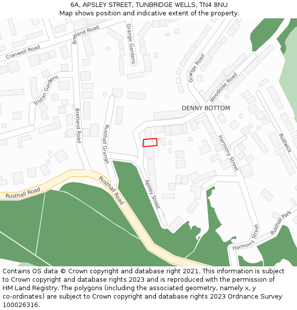 6A, APSLEY STREET, TUNBRIDGE WELLS, TN4 8NU: Location map and indicative extent of plot