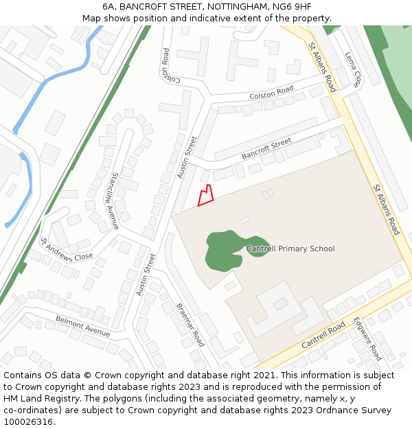 6A, BANCROFT STREET, NOTTINGHAM, NG6 9HF: Location map and indicative extent of plot