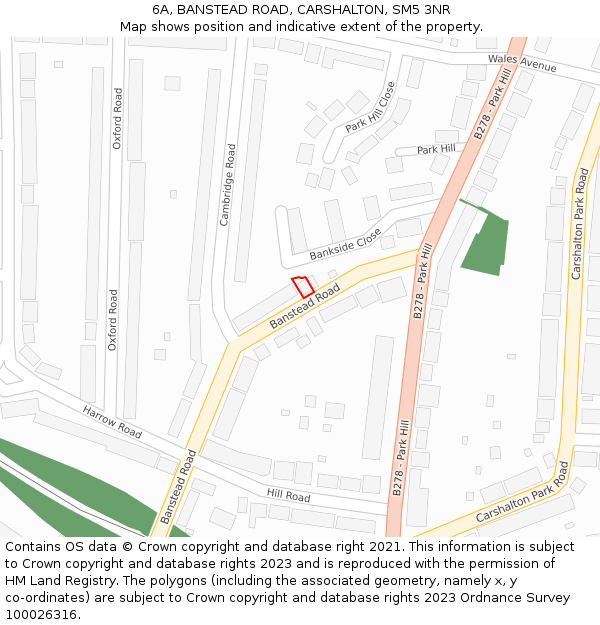 6A, BANSTEAD ROAD, CARSHALTON, SM5 3NR: Location map and indicative extent of plot