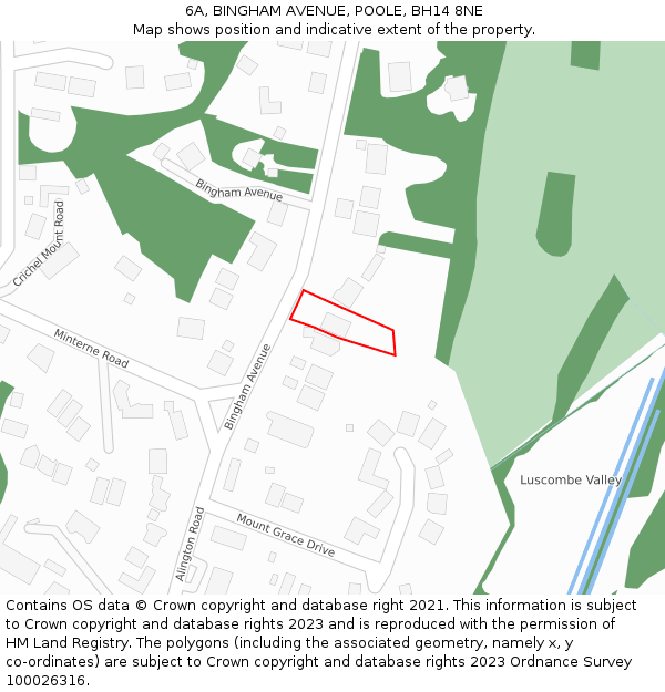 6A, BINGHAM AVENUE, POOLE, BH14 8NE: Location map and indicative extent of plot