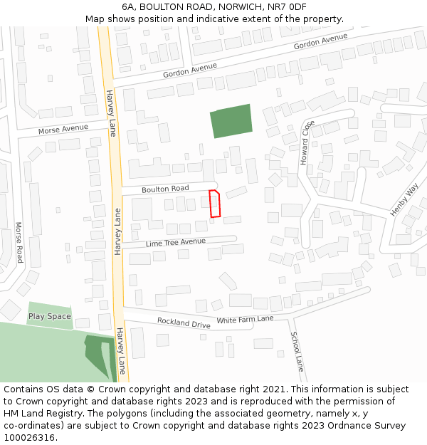 6A, BOULTON ROAD, NORWICH, NR7 0DF: Location map and indicative extent of plot