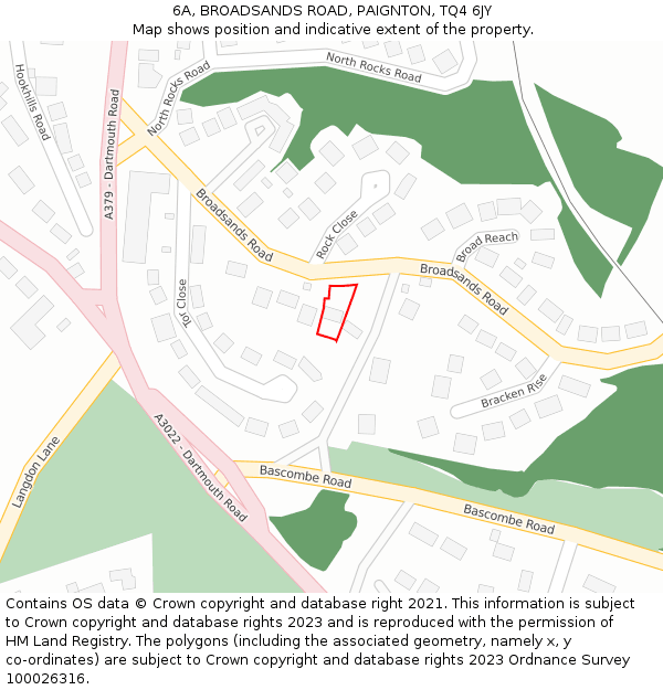 6A, BROADSANDS ROAD, PAIGNTON, TQ4 6JY: Location map and indicative extent of plot