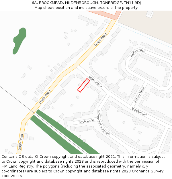 6A, BROOKMEAD, HILDENBOROUGH, TONBRIDGE, TN11 9DJ: Location map and indicative extent of plot