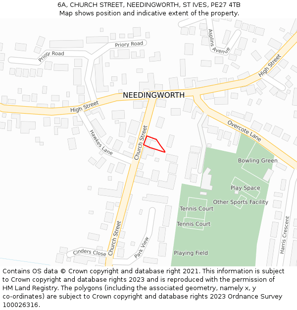 6A, CHURCH STREET, NEEDINGWORTH, ST IVES, PE27 4TB: Location map and indicative extent of plot