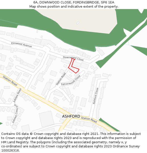 6A, DOWNWOOD CLOSE, FORDINGBRIDGE, SP6 1EA: Location map and indicative extent of plot
