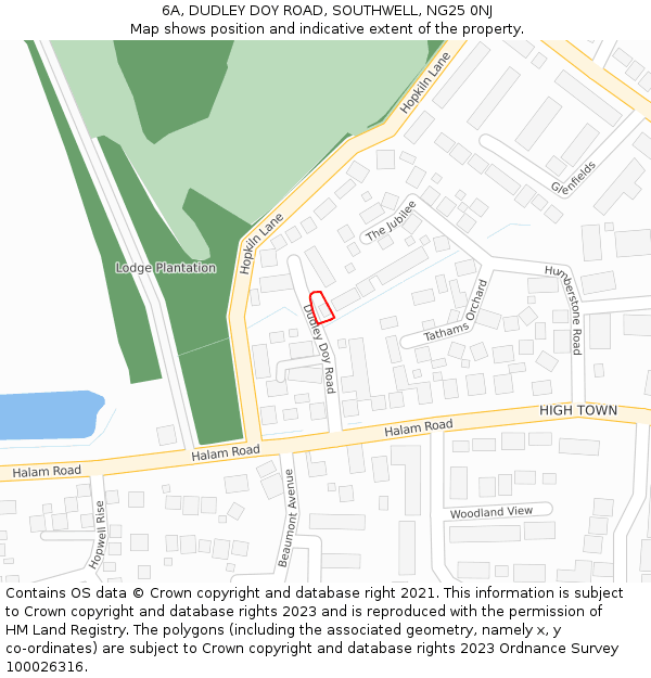 6A, DUDLEY DOY ROAD, SOUTHWELL, NG25 0NJ: Location map and indicative extent of plot