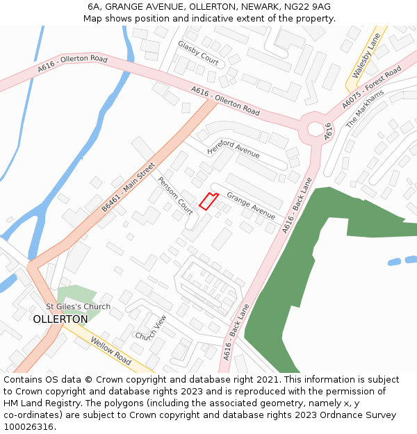6A, GRANGE AVENUE, OLLERTON, NEWARK, NG22 9AG: Location map and indicative extent of plot