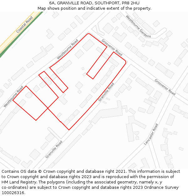 6A, GRANVILLE ROAD, SOUTHPORT, PR8 2HU: Location map and indicative extent of plot