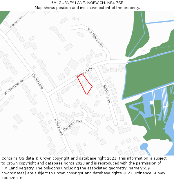 6A, GURNEY LANE, NORWICH, NR4 7SB: Location map and indicative extent of plot