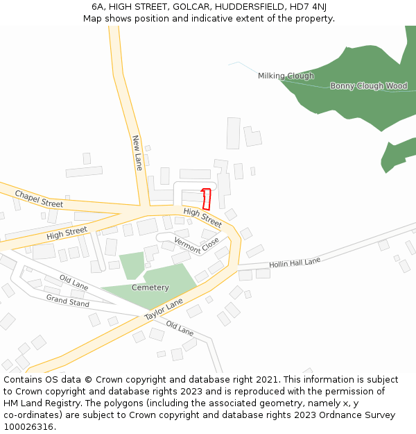 6A, HIGH STREET, GOLCAR, HUDDERSFIELD, HD7 4NJ: Location map and indicative extent of plot