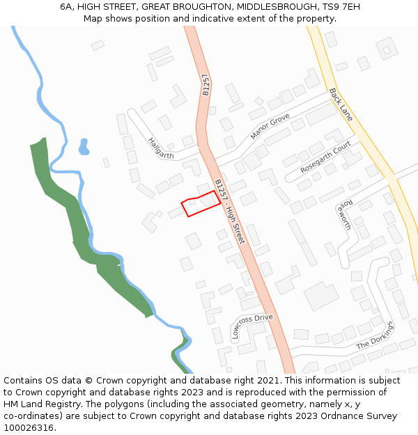 6A, HIGH STREET, GREAT BROUGHTON, MIDDLESBROUGH, TS9 7EH: Location map and indicative extent of plot