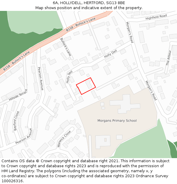 6A, HOLLYDELL, HERTFORD, SG13 8BE: Location map and indicative extent of plot