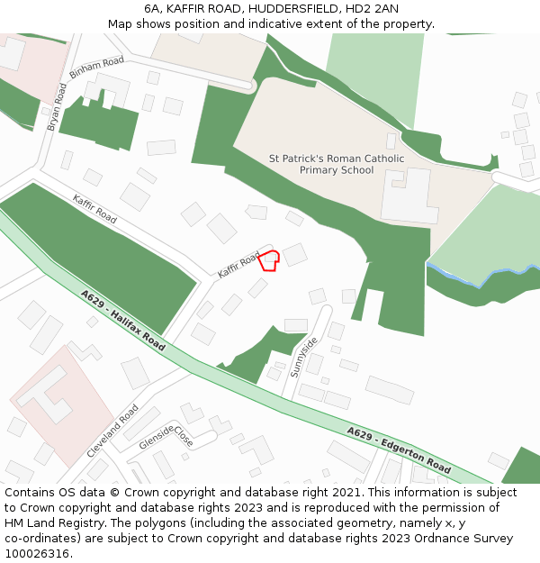 6A, KAFFIR ROAD, HUDDERSFIELD, HD2 2AN: Location map and indicative extent of plot