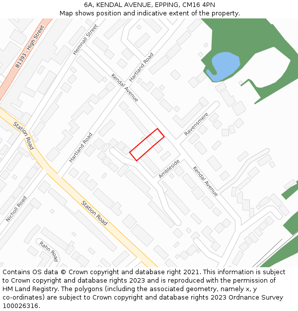 6A, KENDAL AVENUE, EPPING, CM16 4PN: Location map and indicative extent of plot