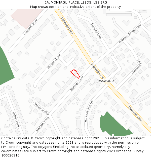 6A, MONTAGU PLACE, LEEDS, LS8 2RG: Location map and indicative extent of plot