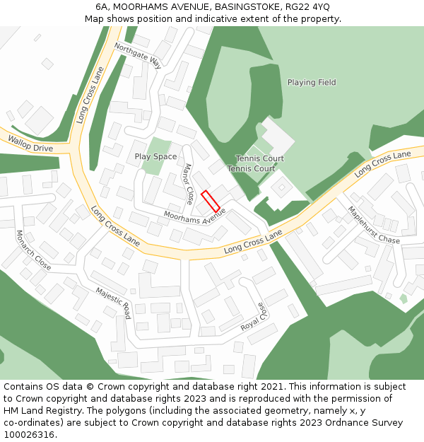 6A, MOORHAMS AVENUE, BASINGSTOKE, RG22 4YQ: Location map and indicative extent of plot