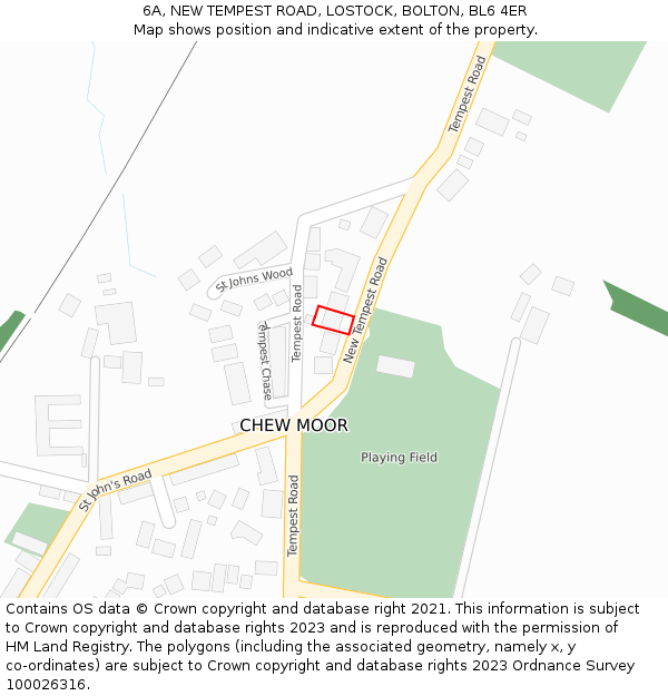 6A, NEW TEMPEST ROAD, LOSTOCK, BOLTON, BL6 4ER: Location map and indicative extent of plot