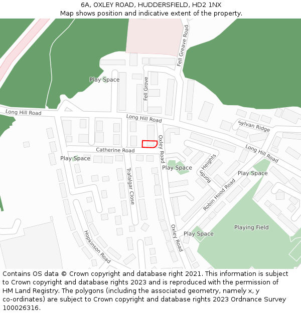 6A, OXLEY ROAD, HUDDERSFIELD, HD2 1NX: Location map and indicative extent of plot