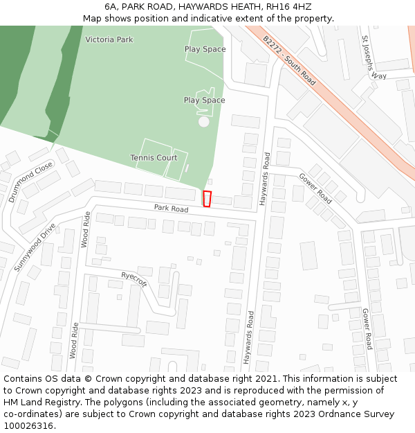 6A, PARK ROAD, HAYWARDS HEATH, RH16 4HZ: Location map and indicative extent of plot