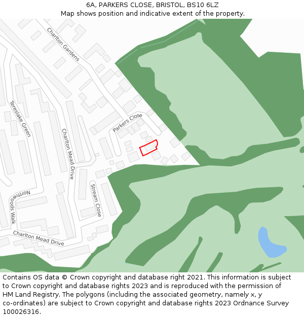 6A, PARKERS CLOSE, BRISTOL, BS10 6LZ: Location map and indicative extent of plot