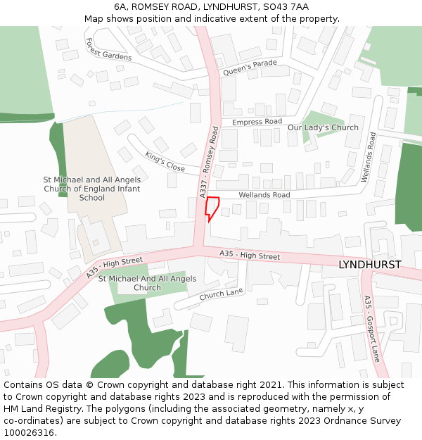 6A, ROMSEY ROAD, LYNDHURST, SO43 7AA: Location map and indicative extent of plot