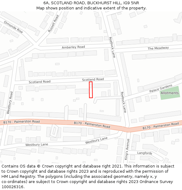 6A, SCOTLAND ROAD, BUCKHURST HILL, IG9 5NR: Location map and indicative extent of plot