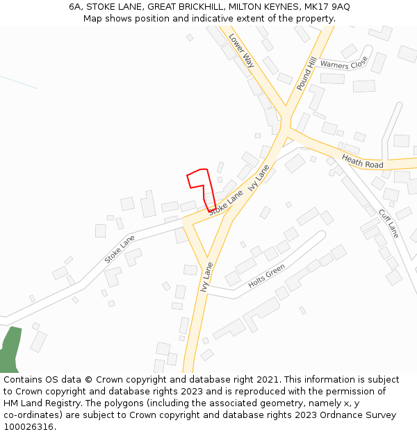 6A, STOKE LANE, GREAT BRICKHILL, MILTON KEYNES, MK17 9AQ: Location map and indicative extent of plot