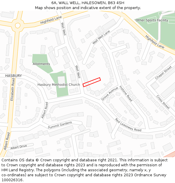 6A, WALL WELL, HALESOWEN, B63 4SH: Location map and indicative extent of plot