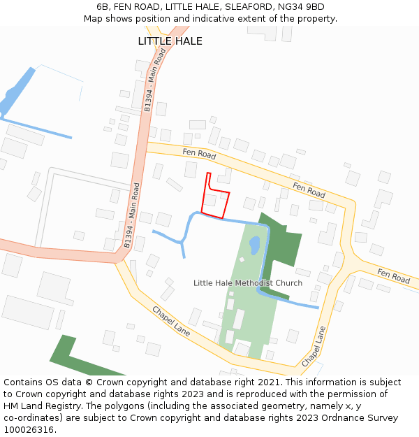 6B, FEN ROAD, LITTLE HALE, SLEAFORD, NG34 9BD: Location map and indicative extent of plot