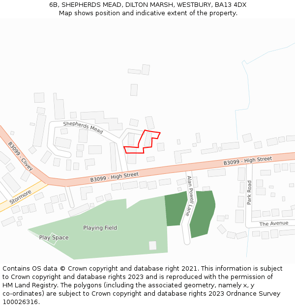 6B, SHEPHERDS MEAD, DILTON MARSH, WESTBURY, BA13 4DX: Location map and indicative extent of plot