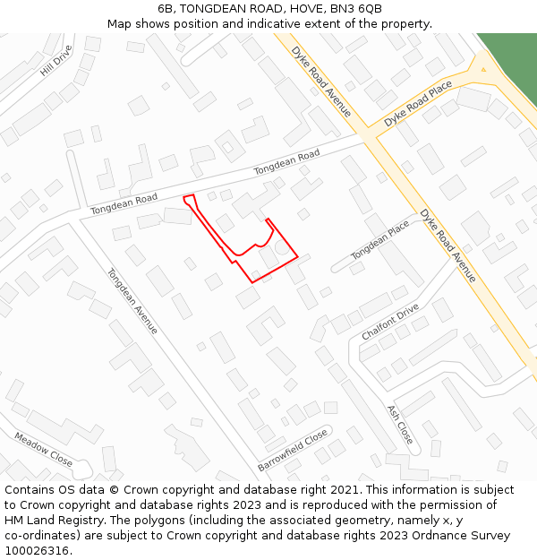 6B, TONGDEAN ROAD, HOVE, BN3 6QB: Location map and indicative extent of plot