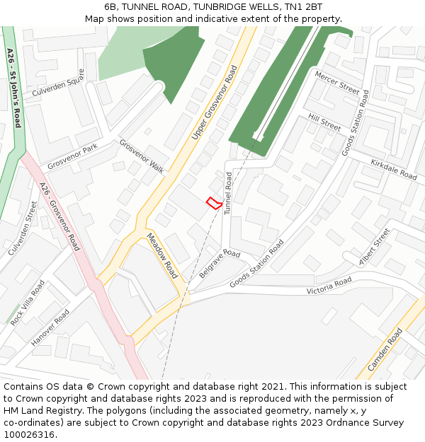 6B, TUNNEL ROAD, TUNBRIDGE WELLS, TN1 2BT: Location map and indicative extent of plot