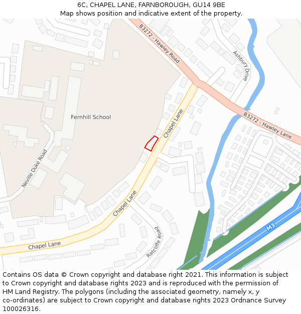 6C, CHAPEL LANE, FARNBOROUGH, GU14 9BE: Location map and indicative extent of plot