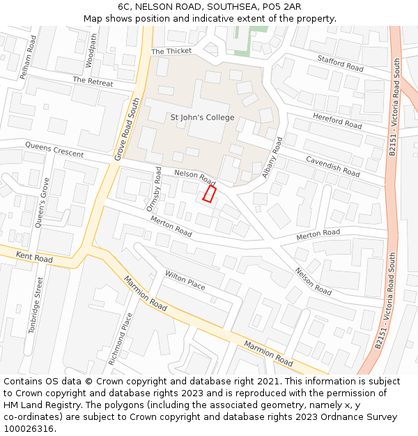 6C, NELSON ROAD, SOUTHSEA, PO5 2AR: Location map and indicative extent of plot