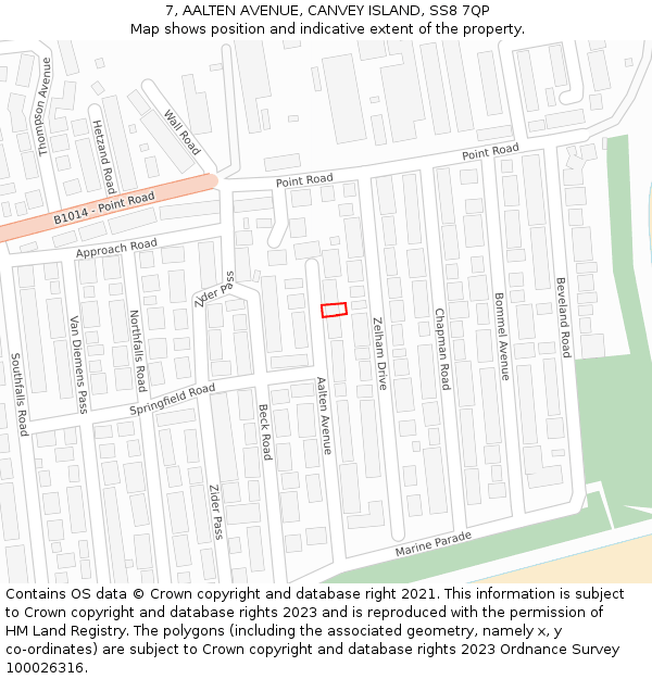 7, AALTEN AVENUE, CANVEY ISLAND, SS8 7QP: Location map and indicative extent of plot