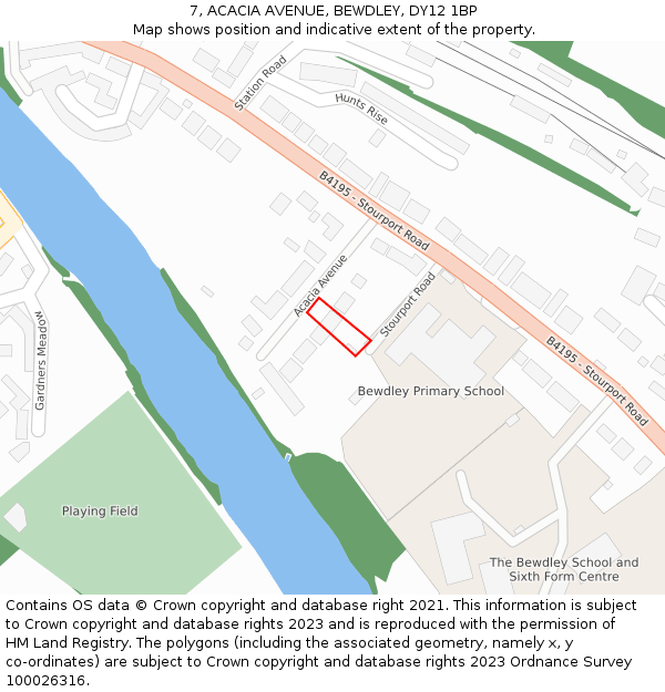 7, ACACIA AVENUE, BEWDLEY, DY12 1BP: Location map and indicative extent of plot