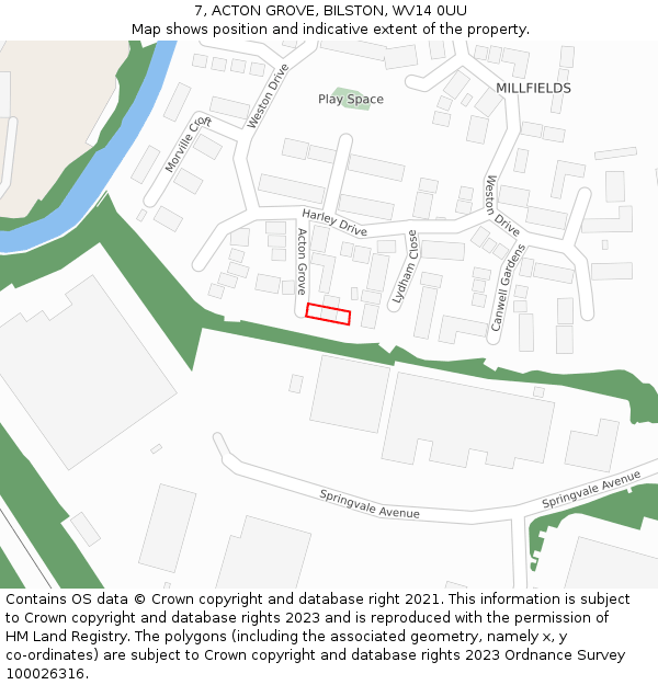 7, ACTON GROVE, BILSTON, WV14 0UU: Location map and indicative extent of plot