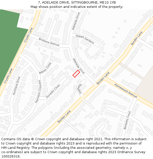 7, ADELAIDE DRIVE, SITTINGBOURNE, ME10 1YB: Location map and indicative extent of plot