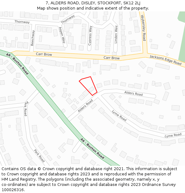 7, ALDERS ROAD, DISLEY, STOCKPORT, SK12 2LJ: Location map and indicative extent of plot