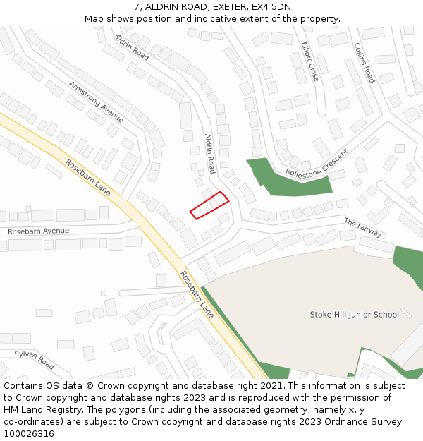 7, ALDRIN ROAD, EXETER, EX4 5DN: Location map and indicative extent of plot