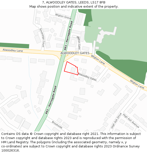 7, ALWOODLEY GATES, LEEDS, LS17 8FB: Location map and indicative extent of plot