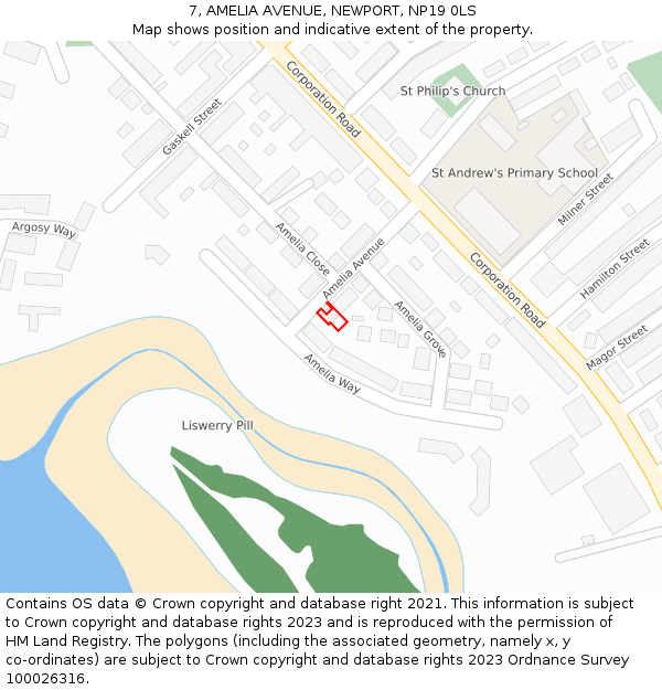 7, AMELIA AVENUE, NEWPORT, NP19 0LS: Location map and indicative extent of plot